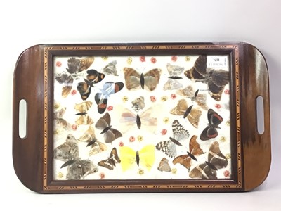 Lot 115 - MAHOGANY BUTTERFLY TRAY