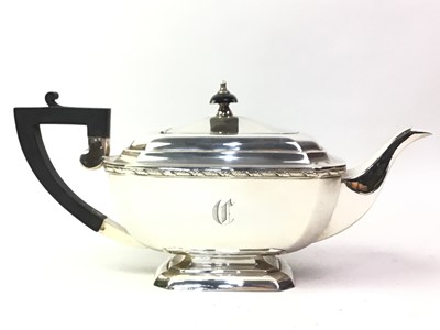 Lot 127 - SILVER PLATED THREE PIECE TEA SERVICE