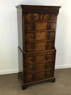 Lot 256 - REPRODUCTION MAHOGANY CHEST ON CHEST