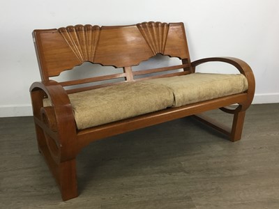 Lot 1604 - WALNUT SETTEE OF ART DECO DESIGN