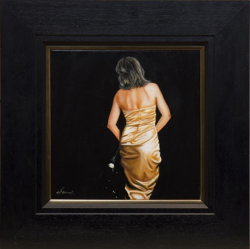 Lot 13 - LAURA KEARNEY, LADY IN GOLD oil on canvas,...