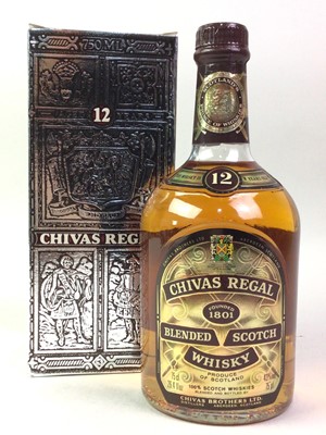 Lot 280 - THREE BOTTLES OF CHIVAS REGAL 12 YEAR OLD 75CL