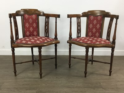 Lot 283 - PAIR OF EDWARDIAN WALNUT INLAID CHAIRS