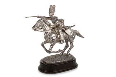 Lot 862 - SILVER PLATED ROYAL SCOTS GREYS CHARGE AT WATERLOO FIGURE