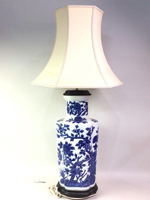 Lot 1616 - PAIR OF BLUE AND WHITE VASE LAMPS