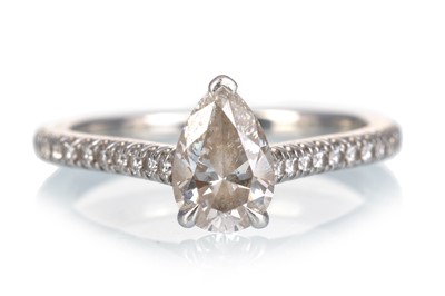 Lot 505 - GIA CERTIFICATED PEAR SHAPED DIAMOND SOLITAIRE RING