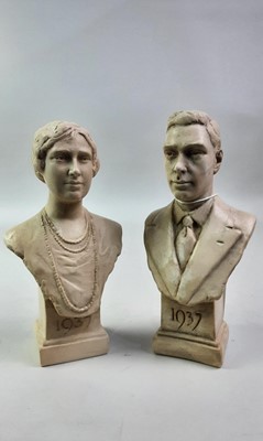 Lot 379 - PLASTER BUSTS OF KING GEORGE VI AND QUEEN ELIZABETH (QUEEN MOTHER)