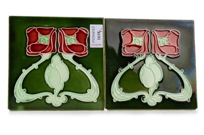 Lot 1618 - MINTON HOLLINS & CO., PAIR OF ART NOUVEAU CERAMIC TILES