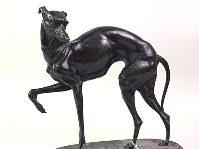 Lot 394 - BRONZED METAL MODEL OF A DOG