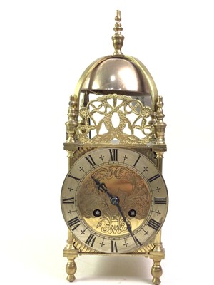 Lot 352 - REPRODUCTION BRASS LANTERN CLOCK