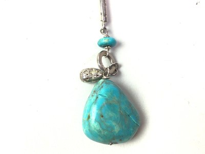 Lot 459 - SILVER AND TURQUOISE NECKLACE