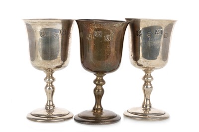 Lot 872 - THREE ELIZABETH II SILVER GOBLETS