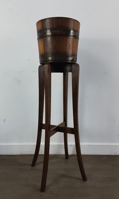 Lot 610 - BRASS BOUND OAK JARDINIERE