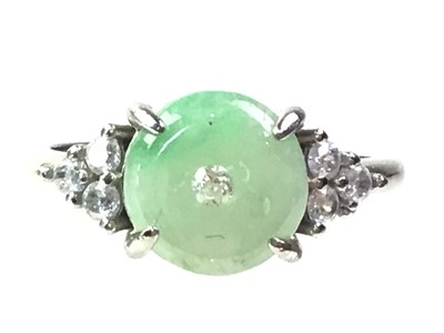 Lot 621 - JADE BRACELET AND RING