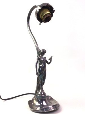 Lot 632 - ART NOUVEAU PLATED METAL TABLE LAMP