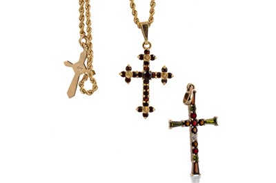 Lot 513 - TWO GEM SET CROSS PENDANTS