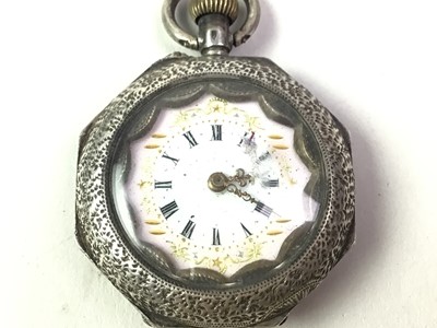 Lot 624 - VICTORIAN SILVER FOB WATCH