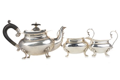 Lot 877 - GEORGE V SILVER THREE PIECE TEA SERVICE