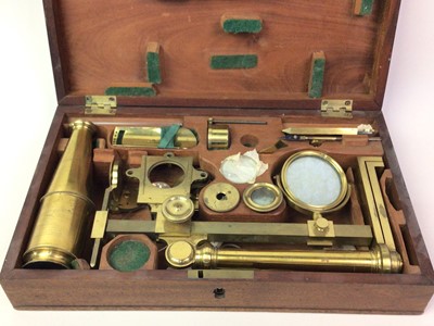 Lot 685 - BRASS MICROSCOPE SET