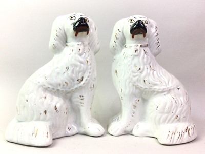 Lot 739 - PAIR OF STAFFORDSHIRE FLATBACK DOGS