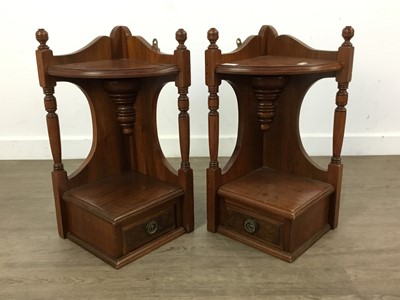 Lot 655 - PAIR OF MAHOGANY WALL HANGING CORNER SHELVES