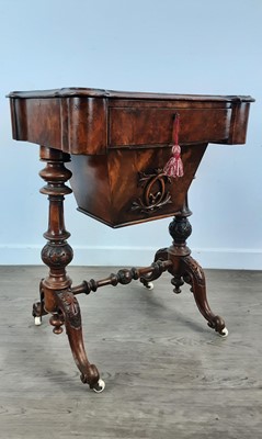 Lot 752 - VICTORIAN WALNUT SEWING TABLE