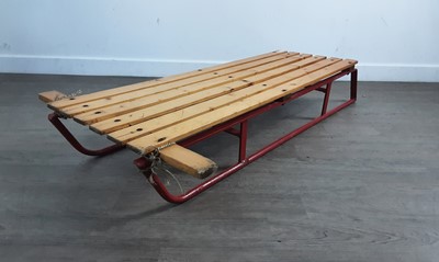 Lot 785 - VINTAGE WOOD AND METAL SLEDGE