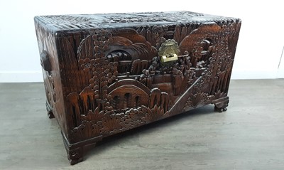 Lot 795 - CHINESE CARVED WOOD BLANKET CHEST