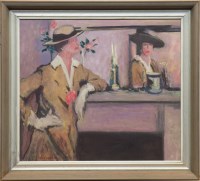 Lot 99 - * TOM FLANAGAN, LADY BY MIRROR oil on panel,...