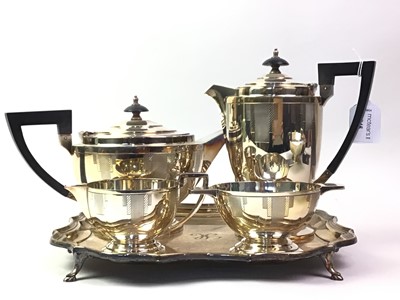 Lot 845 - ART DECO FOUR PIECE SILVER PLATED TEA AND COFFEE SERVICE