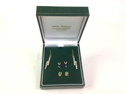 Lot 36 - THREE PAIRS OF GOLD EARRINGS