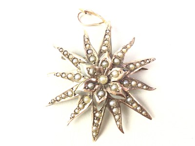 Lot 37 - GOLD AND SEED PEARL STAR PENDANT