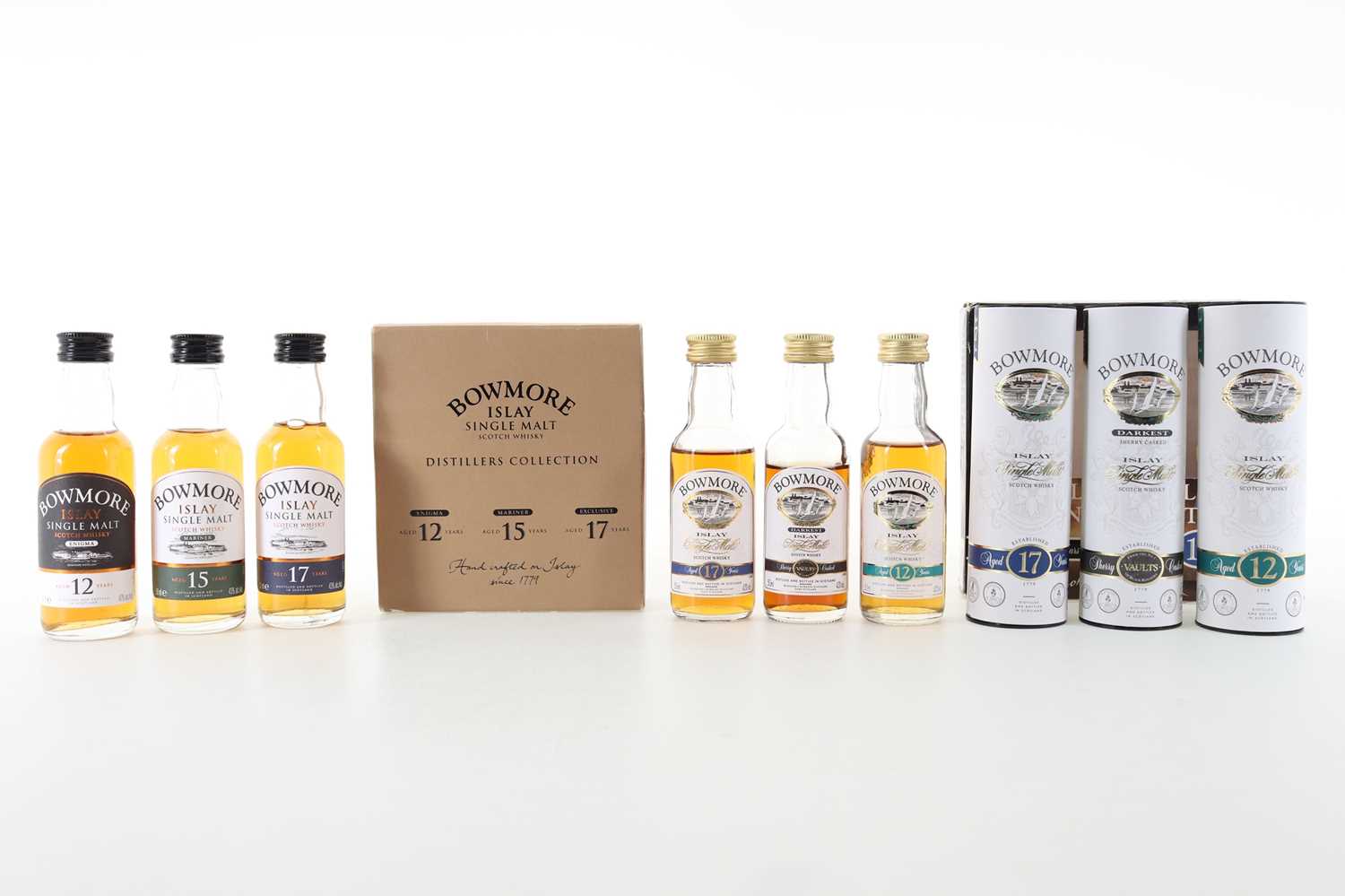 Lot 192 - BOWMORE GOLD MEDAL WINNING SELECTION (3 X 5CL) AND DISTILLERS COLLECTION (3 X 5CL)