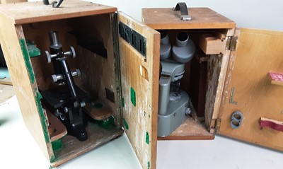 Lot 70 - GROUP OF FIVE MICROSCOPES