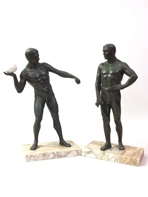 Lot 266 - PAIR OF ART DECO STYLE BRONZED METAL FIGURES