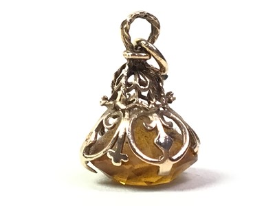 Lot 313 - CITRINE POCKET WATCH / CHATELAINE FOB