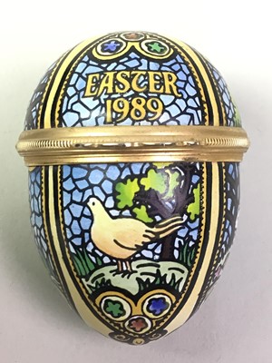 Lot 315 - FOUR HALCYON DAYS ENAMEL EGGS