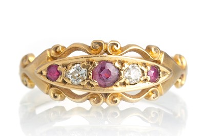 Lot 574 - VICTORIAN RUBY AND DIAMOND RING