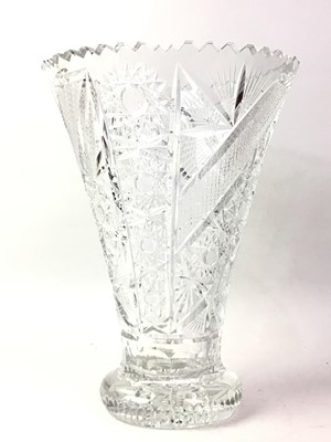 Lot 362 - CUT GLASS TRUMPET VASE