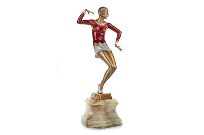 Lot 509 - FERDINAND PREISS (GERMAN, 1882-1943), ART DECO COLD PAINTED BRONZE FIGURE OF A DANCER