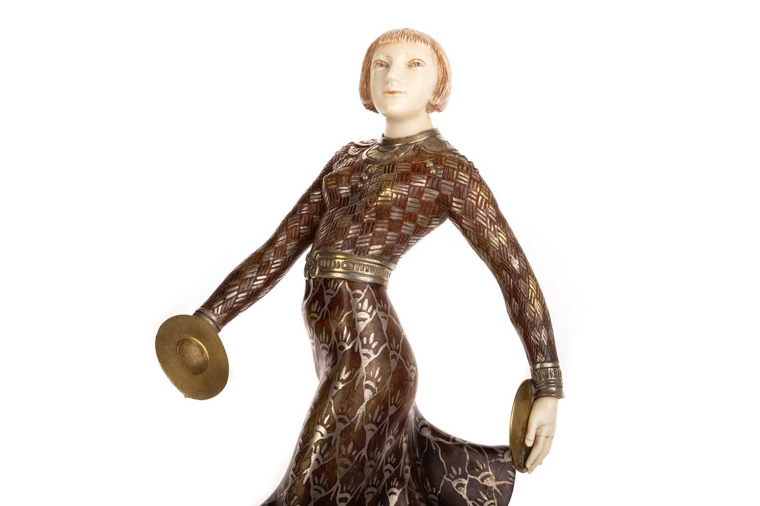 Lot 510 - ART DECO COLD PAINTED BRONZE AND IVORY FIGURE OF A DANCER