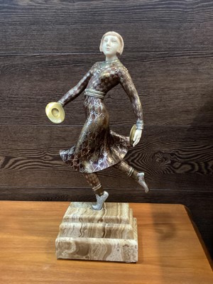 Lot 510 - ART DECO COLD PAINTED BRONZE AND IVORY FIGURE OF A DANCER