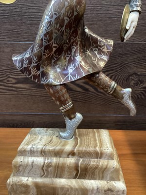 Lot 510 - ART DECO COLD PAINTED BRONZE AND IVORY FIGURE OF A DANCER