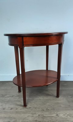 Lot 210 - REPRODUCTION OVAL LAMP TABLE