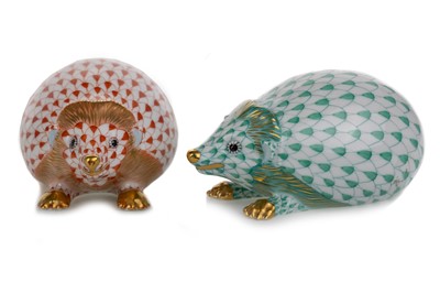 Lot 504 - HEREND PORCELAIN, TWO HEDGEHOGS