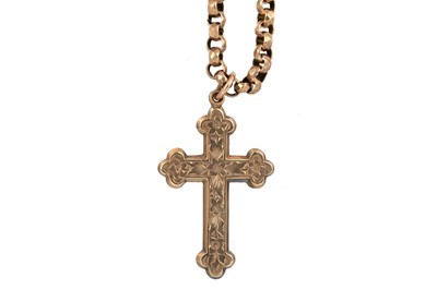 Lot 589 - VICTORIAN CROSS PENDANT ON CHAIN