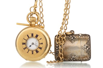 Lot 834 - EIGHTEEN CARAT GOLD HALF HUNTER POCKET WATCH