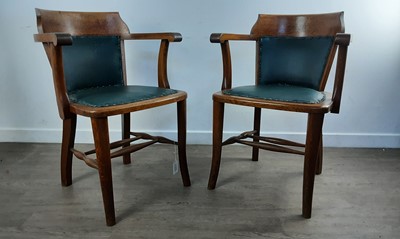 Lot 411 - PAIR OF OAK TUB STYLE CHAIRS