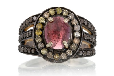 Lot 533 - PINK TOURMALINE AND DIAMOND RING