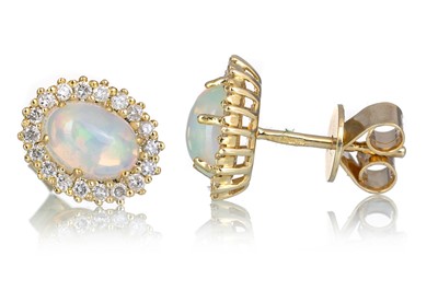 Lot 575 - PAIR OF OPAL AND DIAMOND EARRINGS